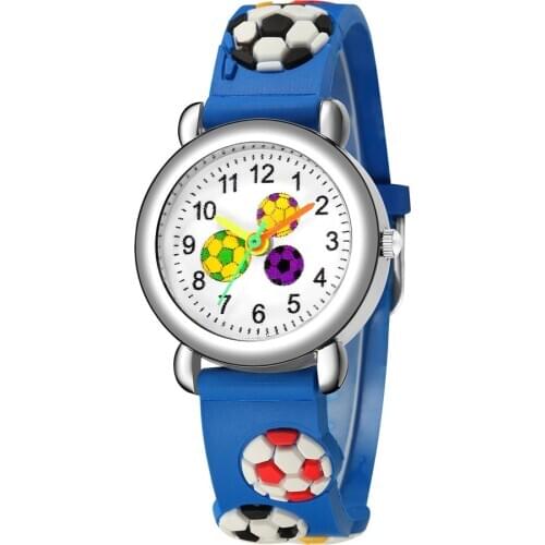 Cartoon 3D Football Kids Wristwatch Fashion Childrens Quartz Watches Clock Sports Numeral Dial Watch For Boy Kids Gift