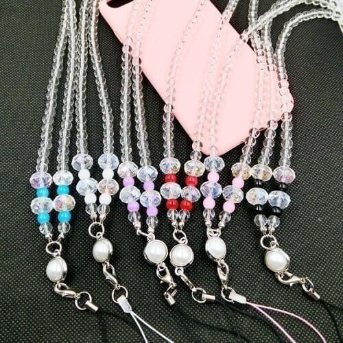 DHL for Bling Crystal Mobile Phone Lanyard Neck Strap Cute For iPhone ID Card Key Keycord Nekband Keychain Necklace Holder Porta