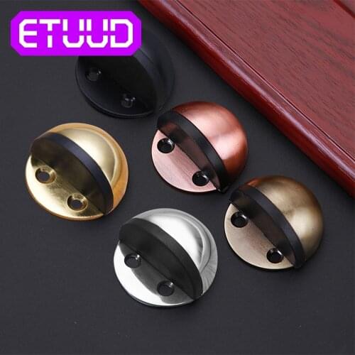 Stainless Steel Door Rubber Bumper Non Punching Sticker Stopper Holder Hardware Catch Hardware Floor Mounted Nail-free Hidden