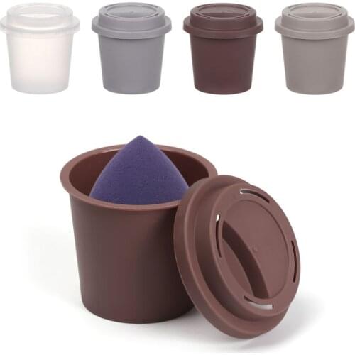 Coffee Cup Shape Beauty Sponge Blender Holder Egg Box Empty Mildew Proof Makeup Sponges Drying Stand Powder Puff Display Stand