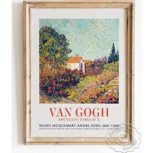 Vincent Van Gogh Exhibition Museum Poster, The Small Garden Scenery Canvas Painting, Vintage Landscape Wall Picture Home Decor
