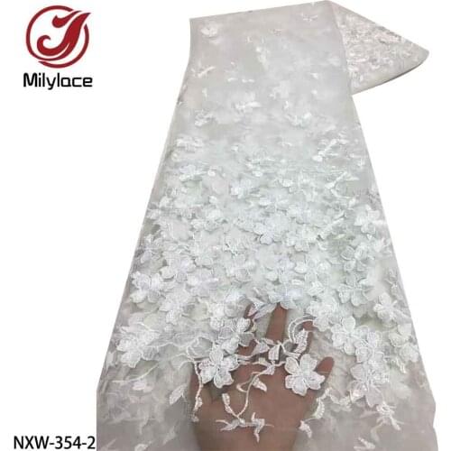 Beautiful 3D Flowers Lace Mesh Fabric 2021 High Quality French Tulle Lace Fabric for Nigeria Party NXW-354