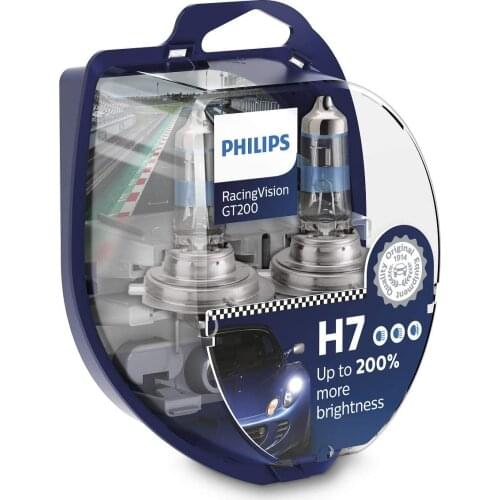 Philips RacingVision GT200 H7 brighter light bulbs 250 hours use Pack 2 PCs 12972RGTS2