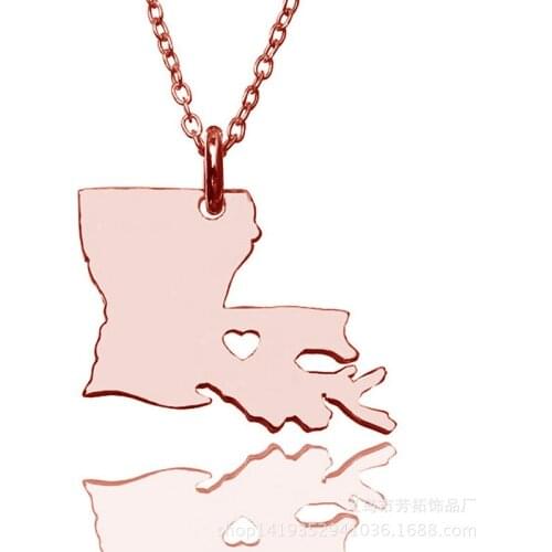 Louisiana Not Embroidered steel necklace Map of the United States Fashion trends accessories