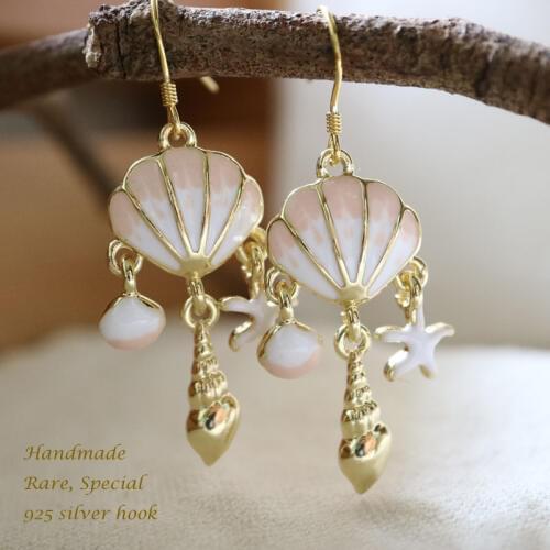Fashion original design sea shell long earrings for women Golden cute hook earring oil drop bohemian jewelry