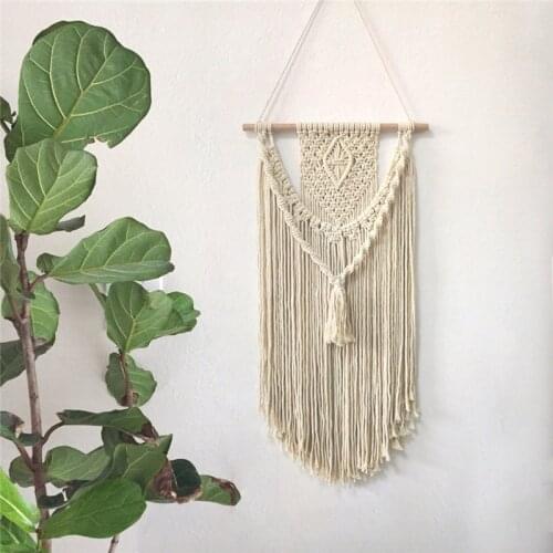 Hand-woven Wall Hanging Macrame Tapestry Cotton Rope Tassel Pendant Bohemia Tapestry Wedding Background living-room Decoration
