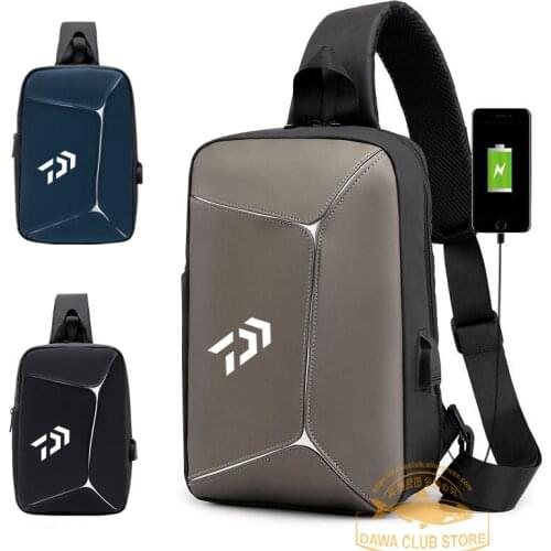 2021 New Daiwa Fishing BagMens Outdoor Fishing Waterproof Crossbody Backpack Sports Climbing Cycling Stitching Shoulder Bag
