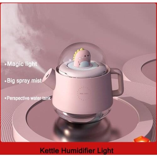 Novelty Creative Cartoon Kettle Humidifier USB Night Light Small Home Desktop Moisturizing Spray Aromatherapy Humidifier