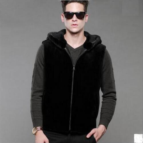 New Arrival Mens Imitation Fur Vest Black Large Size Casual Sleeveless Faux Fur Jackets Male Man-Made Fur Waistcoats Vests K387