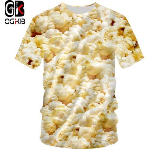 OGKB T-shirt Homme Summer new style O Neck 3D Tshirt Printing Popcorn personality 7XL Costume Hombre Summer T Shirts Wholesale