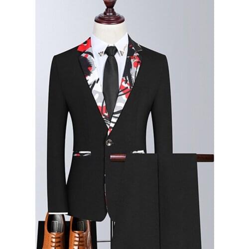 Blazers Jacket Pants 2 Pcs Set / 2021 Fashion New Mens Casual Boutique Business Camouflage Collar Suit Coat Trousers