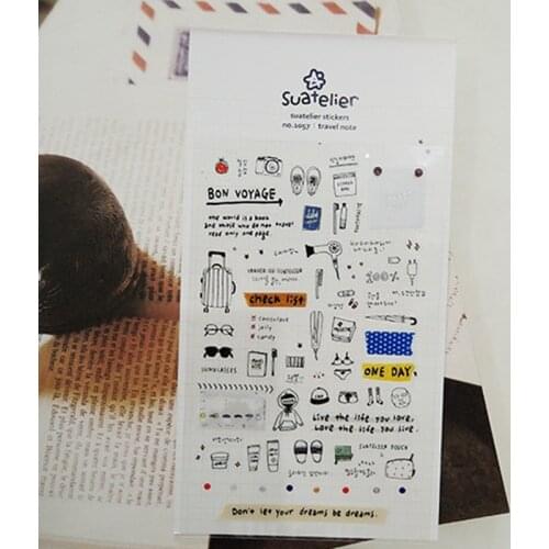 Clear PET travel note little things stickers case glasses camera shose shape scrapbooking planner sticker