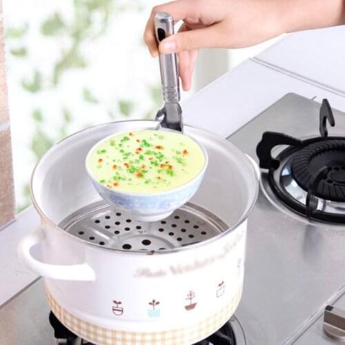 Silicone Handle Stainless Steel Pickup Bowl Holder Dish Clamp Pot Pan Gripper Clip Hot Dish Plate Bowl Clip Tongs Kitchen Tool