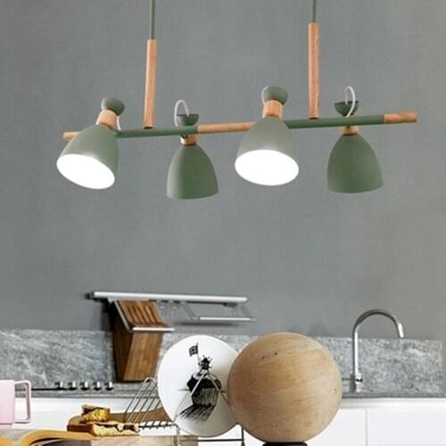 LED Pendant Lights For Kitchen Nordic Dining Hang Lamp Restaurant E27 suspension luminaire Wooden Indoor Light Fixture