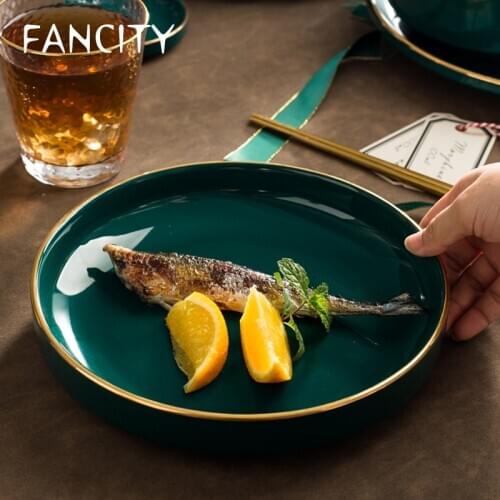 FANCITY Home fashion plate, ceramic dish, creative plate, personality fish plate