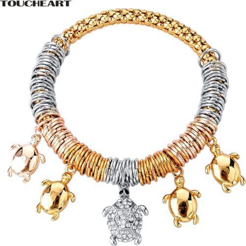 TOUCHEART Luxury Silver color Tortoise Charm Bracelets For Women Famous Brand Bracelet Femme Jewelry Pulseras Mujer SBR150203