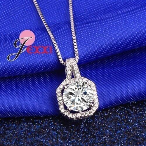 European Fashion Women Personality Snake Chain Necklace Stainless Silver Jewelry Big Crystal Stone Pendant Fast Shipping