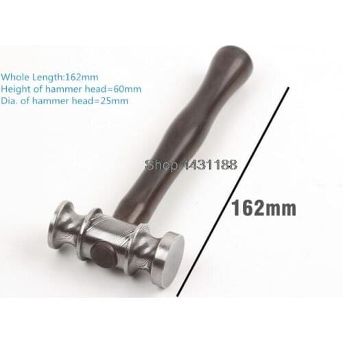 High quality pattern steel hammer Purple sandalwood Handle handmade hammers DIY Household hammer tools Leather carving hammer