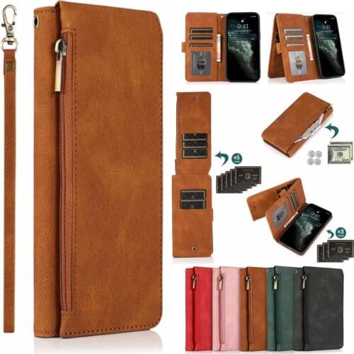 For OPPO A3/A3S/A31/A32/A33/A5/A5S/A52/A53/A53S/A57/A59 Ultra Thin Zipper Cover Wallet 8 Card Magnetic Flip Leather Case
