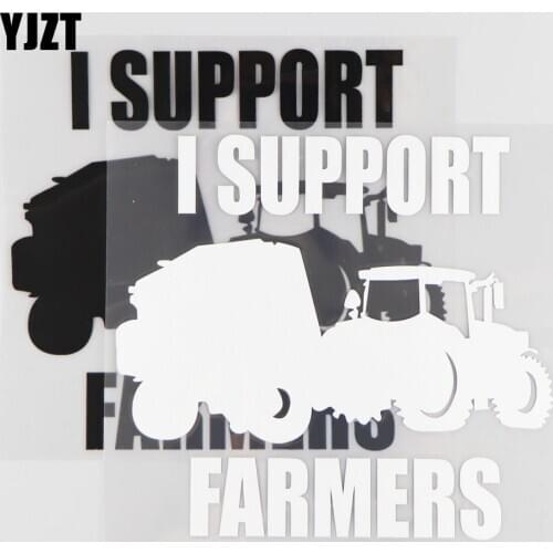 YJZT 17.8CM*16.3CM I Support Farmers Vinyl Car Sticker Decal Funny JDM Bumper Lowered Black/Silver 4A-0218
