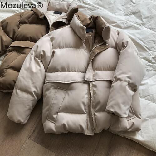Mozuleva 2020 Women Thick Winter Coat Stand Collar Women Jacket Coat Oversize Loose Coat Outerwear Female Casaco Feminino Parkas
