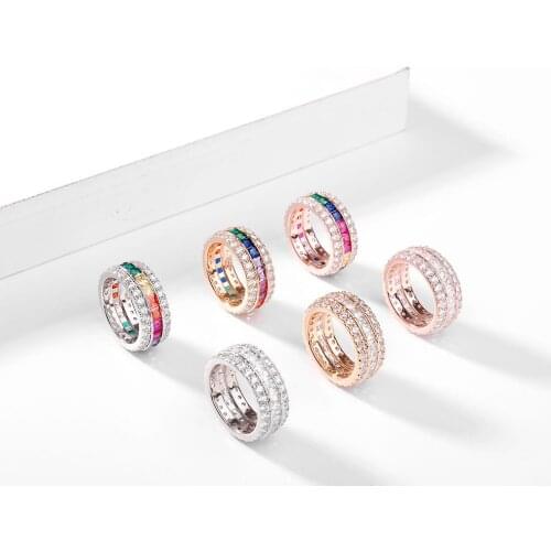 Clear Colorful Cubic Zircon Engagement Ring For Women Gold Silver Color Ring Wedding Jewelry 2020 Fashioin Accessories Luxury