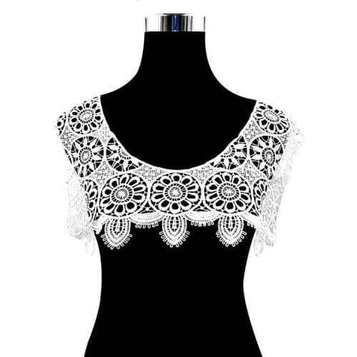 1PCS White Black Embroidery Patches Sticker Needlework Wedding Dress Lace Applique Fake Collar DIY Clothing Sewing Accessory