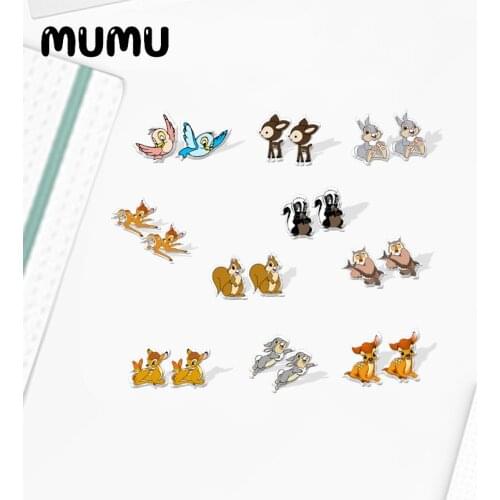 2021 New Cute Bambi Stud Earring Deer and Squirrel Epoxy Jewelry Resin Acrylic Earrings Handmade Gifts Girl