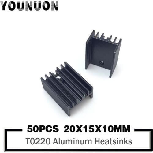 50PCS YOUNUON T0-220 20x15x11mm Stepper Driver MOSFET Transistor IC Aluminum Heatsink Heat Sink Cooling Fin For VGA RAM