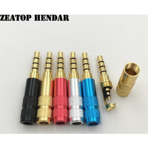 8Pcs Mini 3.5 Jack 3.5mm 4 Pole Audio Stereo with Clip Male Plug for Earphone DIY Repair Soldering Connector Aluminum Shell