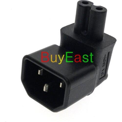 Power source IEC C14 male to C7 adapter, C7 to IEC C14 adapter 90 degrees