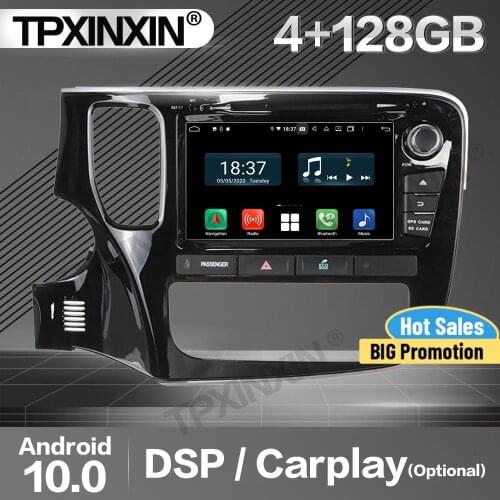 4+128G Carplay Car Radio 2 Din Stereo Receiver Android 10 For Mitsubishi Outlander 2014 2015 IPS GPS Navi Player Audio Head Unit