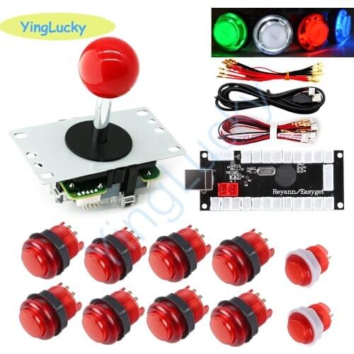 Free shipping 1 player DIY arcade kit with sanwa joystick and LED arcade button for arcade cabinets Raspberry Pi mame