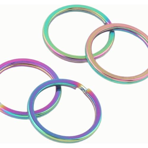 25mm Rainbow Double Split Key Ring Round Ring Key Chain Supplies Purse Making Hardware Key Ring Hook Leather Craft High Quality