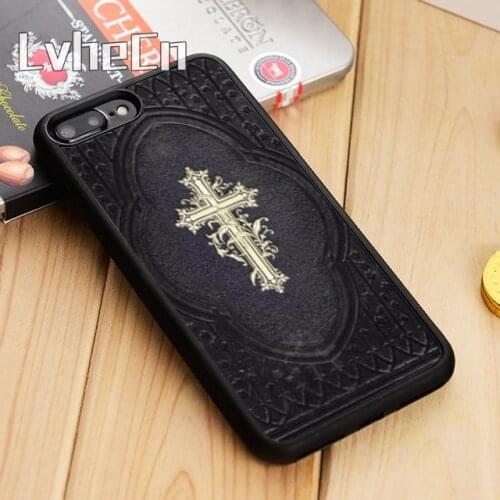 LvheCn Cross on Bible Christian Catholic Phone Case Cover For iPhone 5 6s 7 8 plus 11 12 Pro X XR XS max Samsung S7 edge S9 S10
