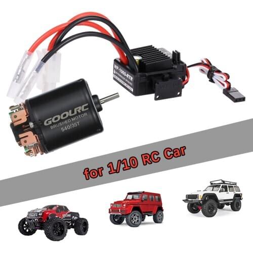 GoolRC 540 35T 4 Poles Brushed Motor and 60A Waterproof Brushed ESC Electronic Speed Controller with 6V/3A SBEC for 1/10 RC Car