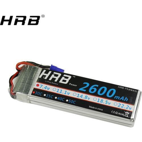 HRB 2S 7.4V 2600mah Lipo Battery EC2 XT60 Deans EC3 RC Parts For Hubsan H501S Drone Quadcopter FPV Airplane Racing Car Truck 30C
