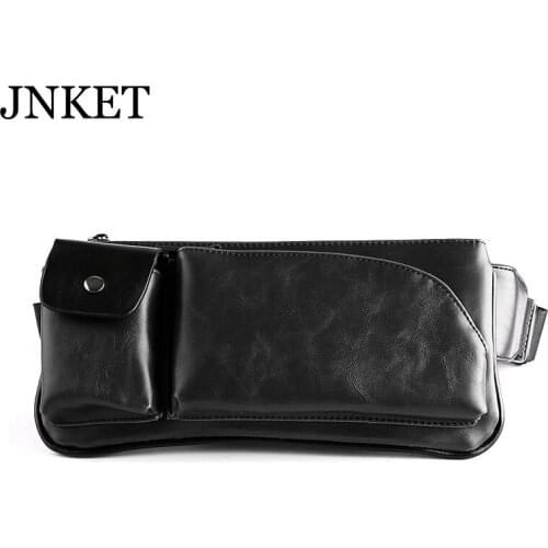 JNKET Crazy Horse PU Leather Mens Chest Bag Waist Bag Sling Bag Shoulder Bags Sports Messenger Bag Bicycle Bag Crossbody Bag