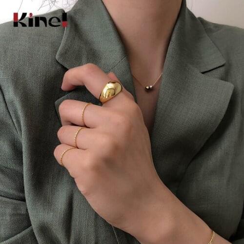 Kinel Minimalist Silver 925 Jewelry Finger Rings for Women Trendy Elegant French 18K Gold Party Christmas Gift