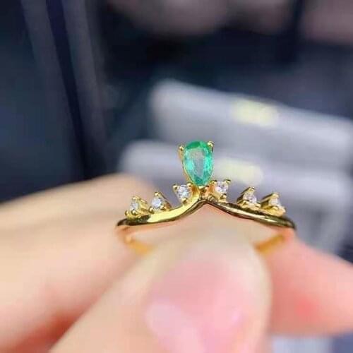 Natural High-quality Fine Emerald S925 Sterling Silver Simplicity Women‘s Ring Fashion Charming Weddings Jewelry MeiBaPJFS