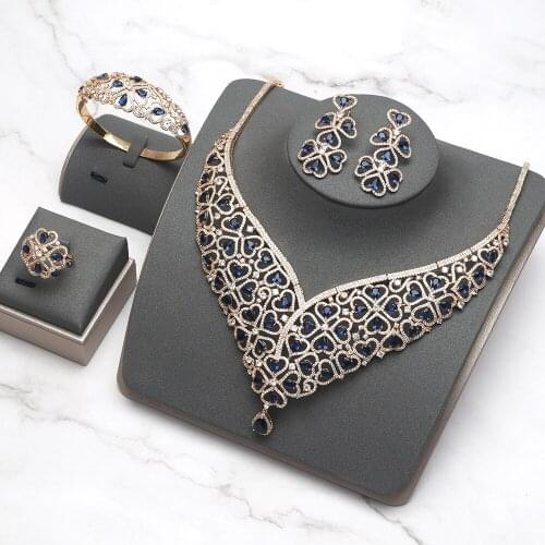 TIRIM Luxury 4Pcs Wedding Jewelry Sets Flower Shape Cubic Zircon Necklace CZ Crystal Sets for Women Jewelry Bridal Gift Material