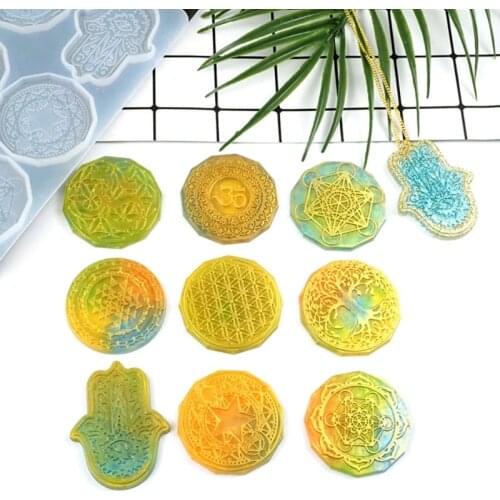 Flower of Life Pendant Crystal Epoxy Resin Mold Jewelry Necklace Earrings Silicone Mould DIY Crafts Casting Tool