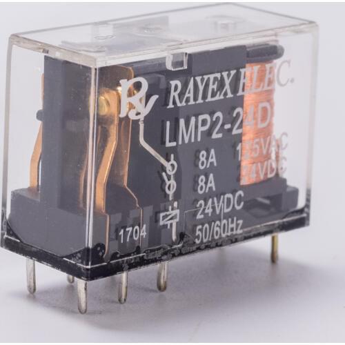 LMP2-24D RAYEXELEC power relay module 2 relays 8A 125VAC DC24V 8 pin relay coil generator electrical relay board