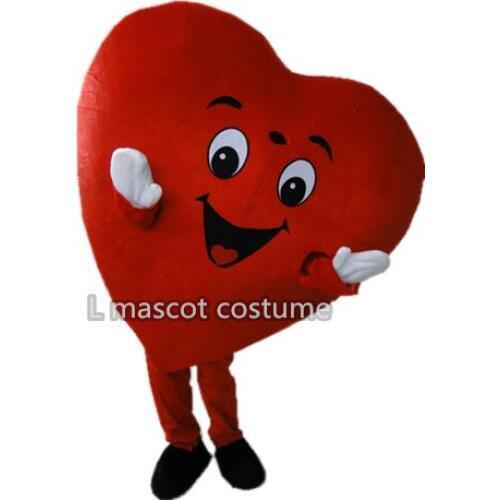 High quality of Red Heart of Adult Mascot Costume Adult Size Fancy Heart Mascot Costume free shipping
