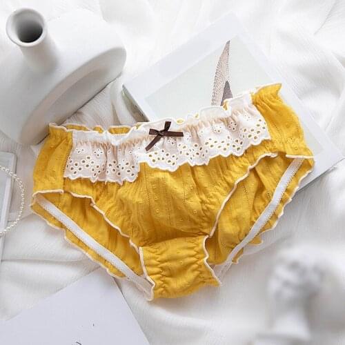 Fashion Ladies Sexy Panties Cotton Panties Retro Embroidery Lace Low Waist Panties