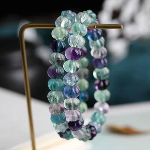 Natural Colorful Fluorite Quartz Bracelet Gemstone Carved Beads Wealthy Men 10mm 12mm Fluorite Love Bracelet AAAAA