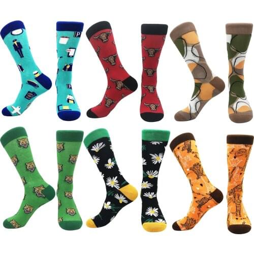 2021 new cotton mens socks creative printing fun party street style comfortable breathable female stockings student stockings