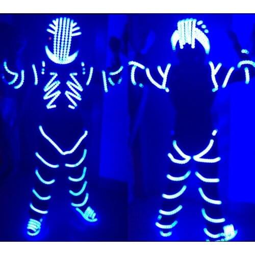 New Design LED Dance Costume Clothing Light Suits LED Luminous David Quetta Kryoman Robot Suits Event Party Supplies