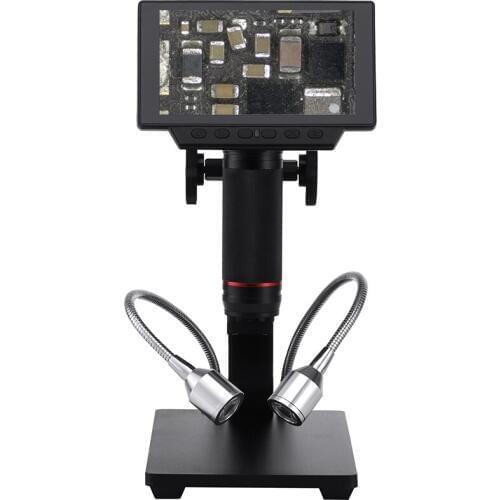 Portable 5 Inche Industrial Digital Microscope Electronic Video Microscope 12MP 1080P FHD HDMI USB 560X Zoom Microscope Desktop For Phone PCB Soldering Repair + Metal Stand
