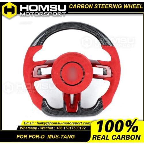Carbon Fiber + perforated Leather Steering Wheel For ford mustang FM V8 GT shelby 2.3T Carbon Fiber + perforated Leather Steerin